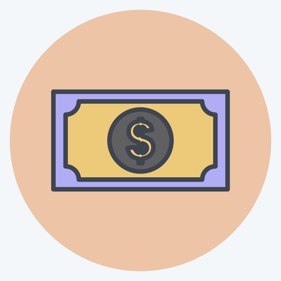 icona del dollaro in stile compagno di colore alla moda isolato su sfondo blu morbido vettore