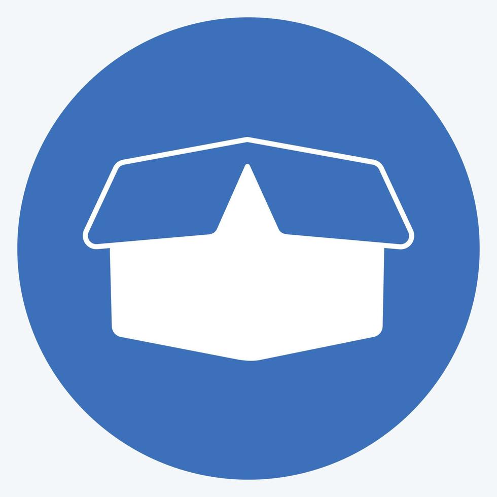 icona della scatola in stile ombra lunga alla moda isolato su sfondo blu morbido vettore