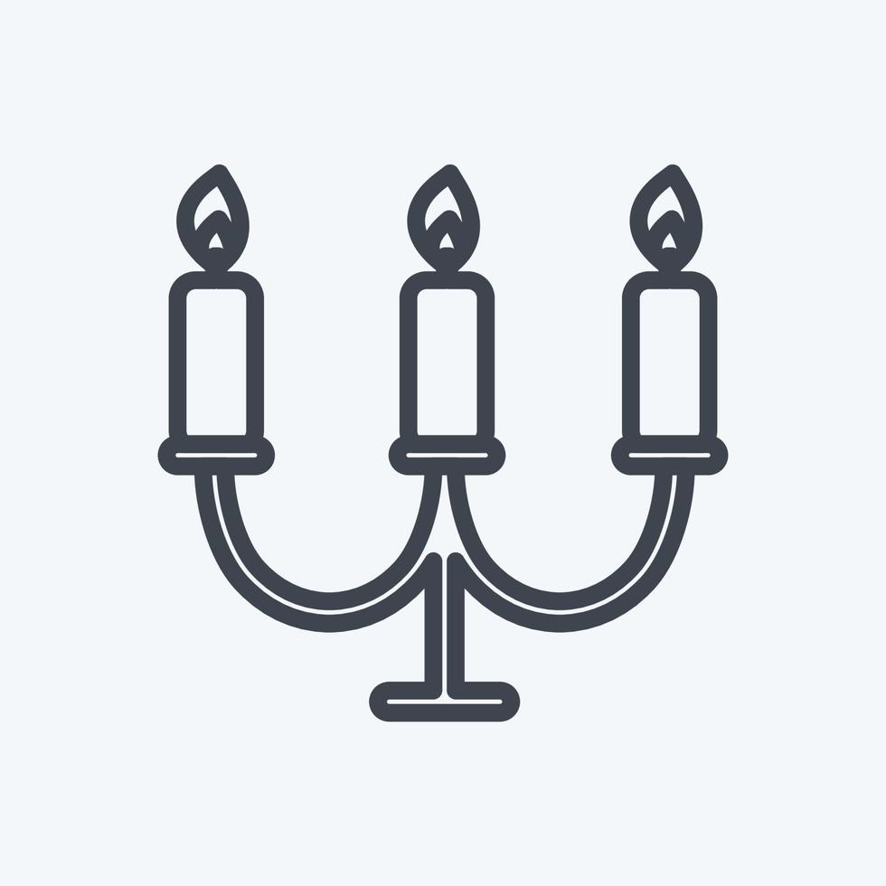 icona di candele in stile linea alla moda isolato su sfondo blu morbido vettore