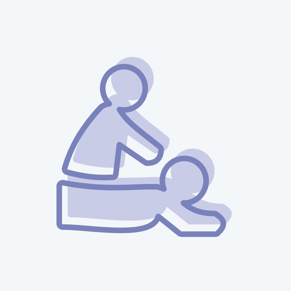 icona di massaggio in stile bicolore alla moda isolato su sfondo blu morbido vettore