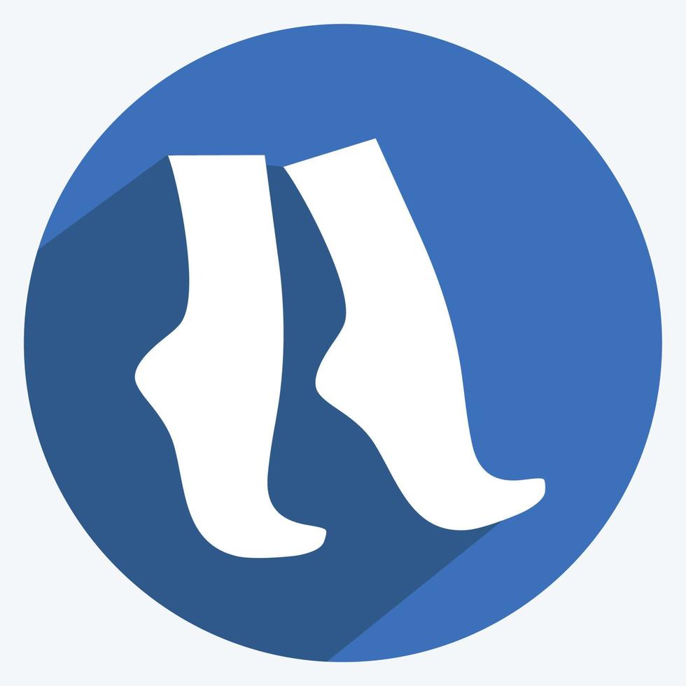 punta di piedi icona in stile ombra lunga alla moda isolato su sfondo blu morbido vettore