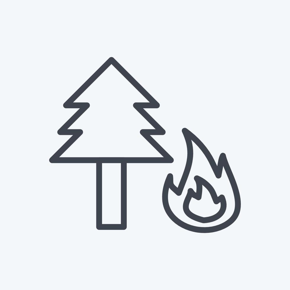 icona di incendio di foresta in stile linea alla moda isolato su sfondo blu morbido vettore