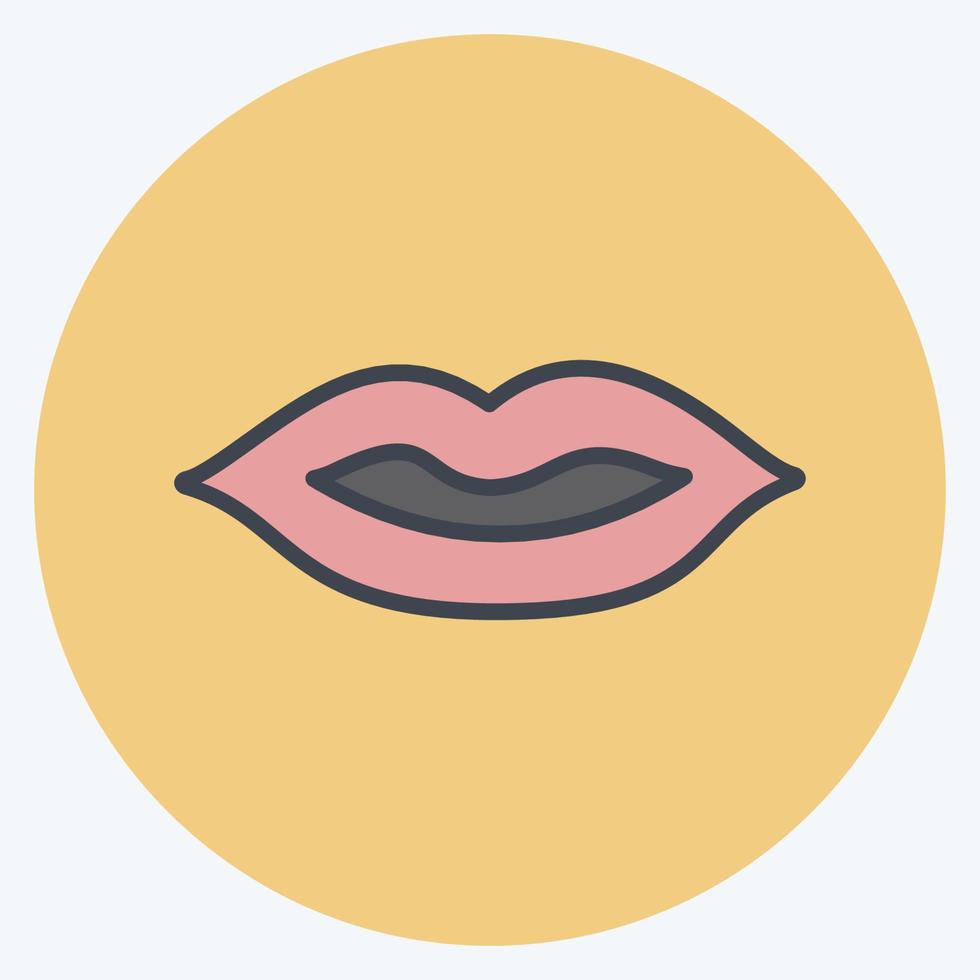icona delle labbra in stile compagno di colore alla moda isolato su sfondo blu morbido vettore