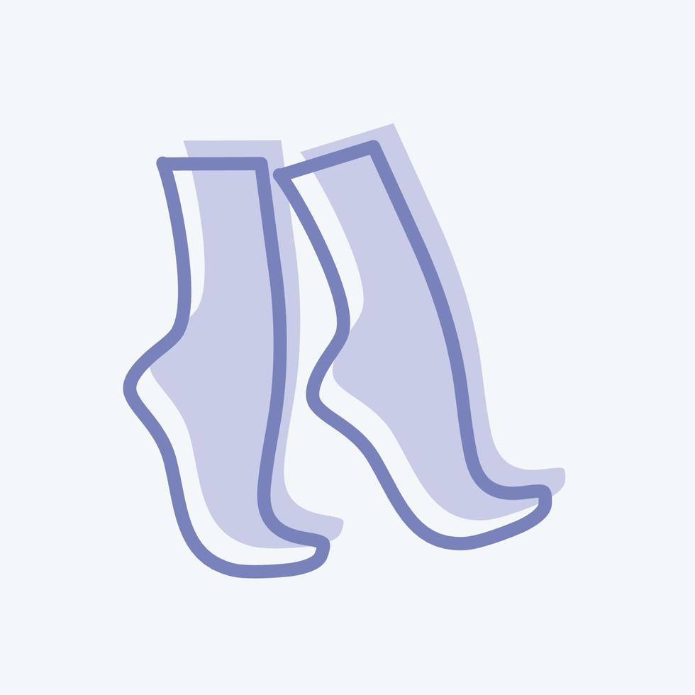 icona della punta dei piedi in stile bicolore alla moda isolato su uno sfondo blu morbido vettore
