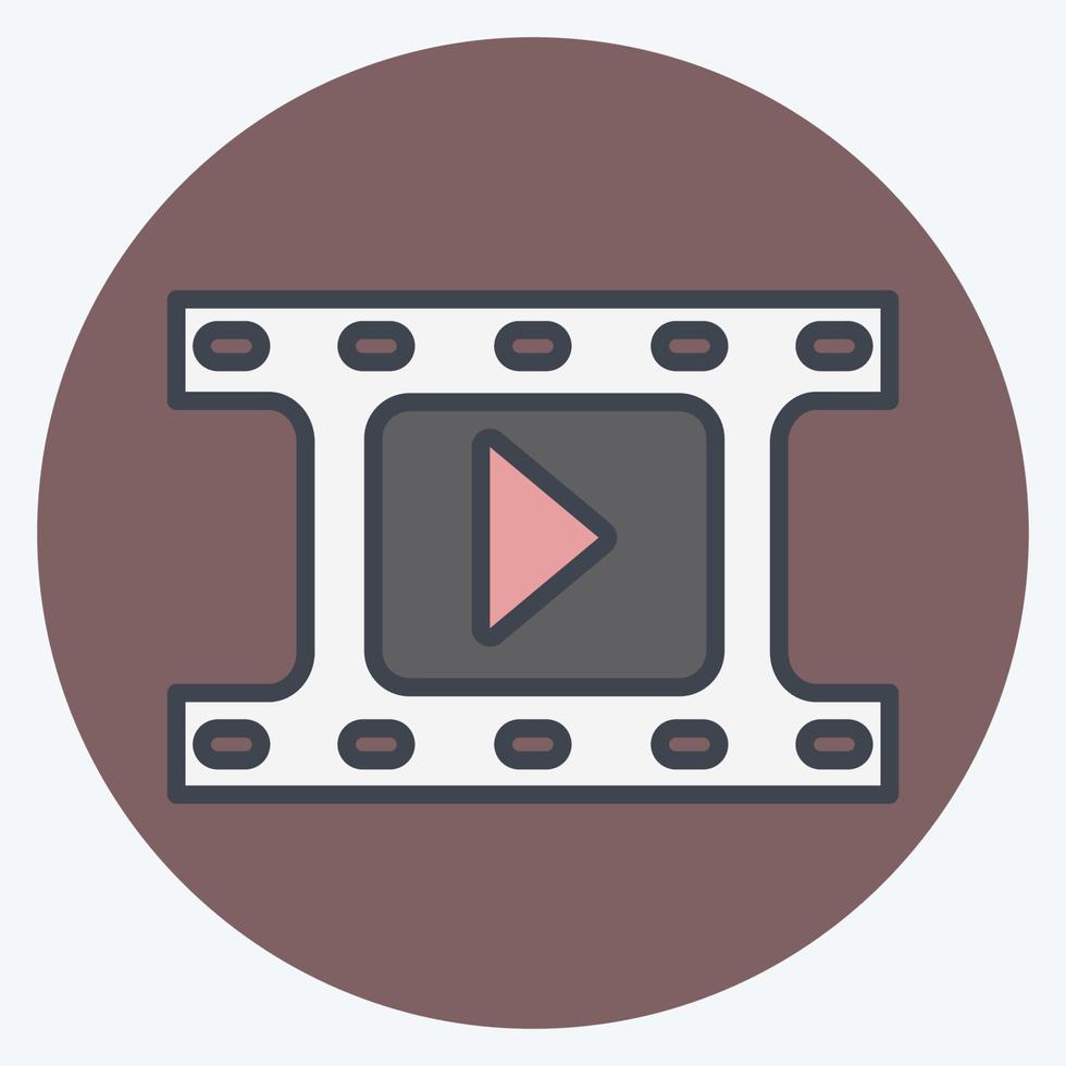 icona della bobina video in stile compagno di colore alla moda isolato su sfondo blu morbido vettore