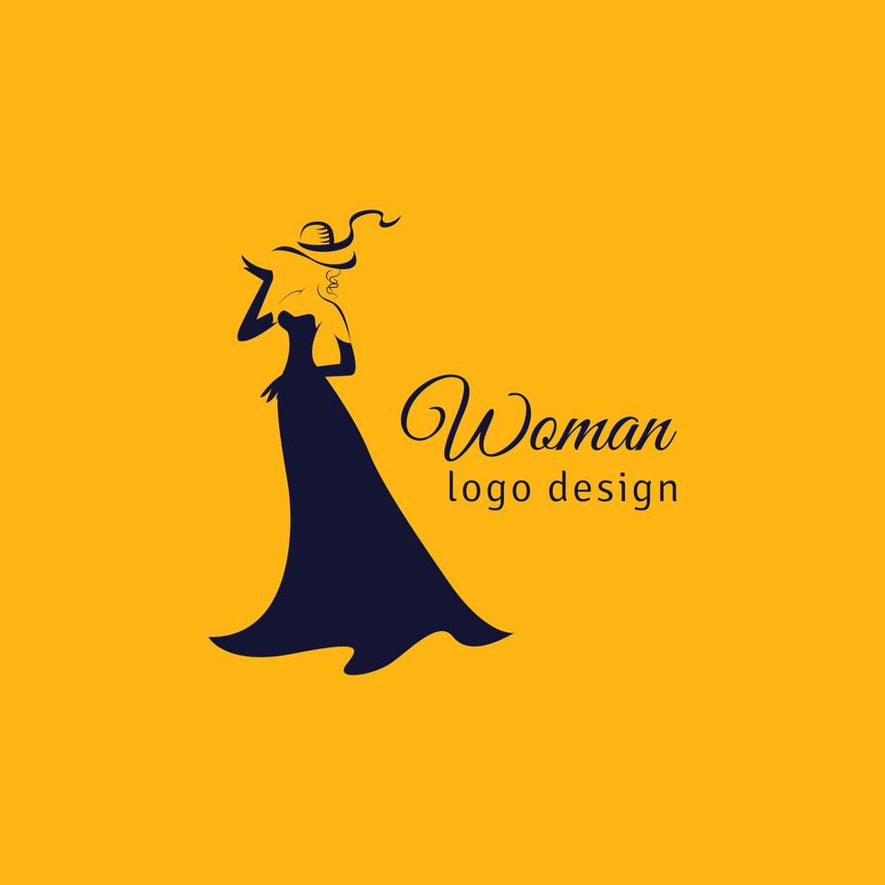 donna su sfondo logo design template vettoriale