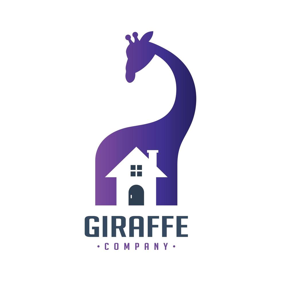 disegno del logo della casa degli animali della giraffa vettore