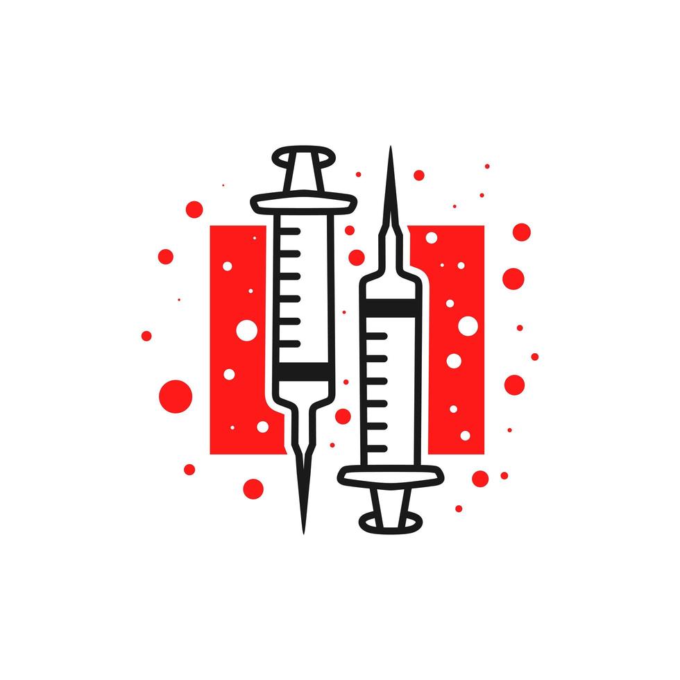 logo design dell'iniezione del vaccino virale vettore