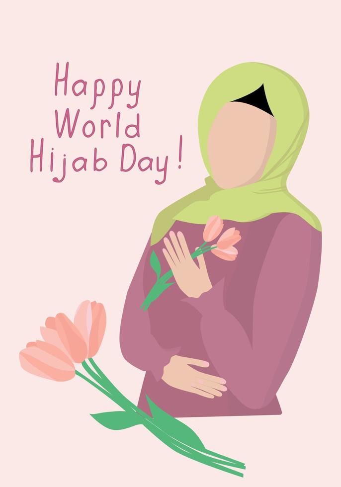 illustrazione vettoriale per la progettazione della carta della giornata mondiale dell'hijab