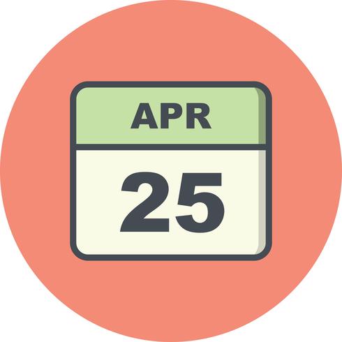 25 aprile Data su un calendario per un solo giorno vettore