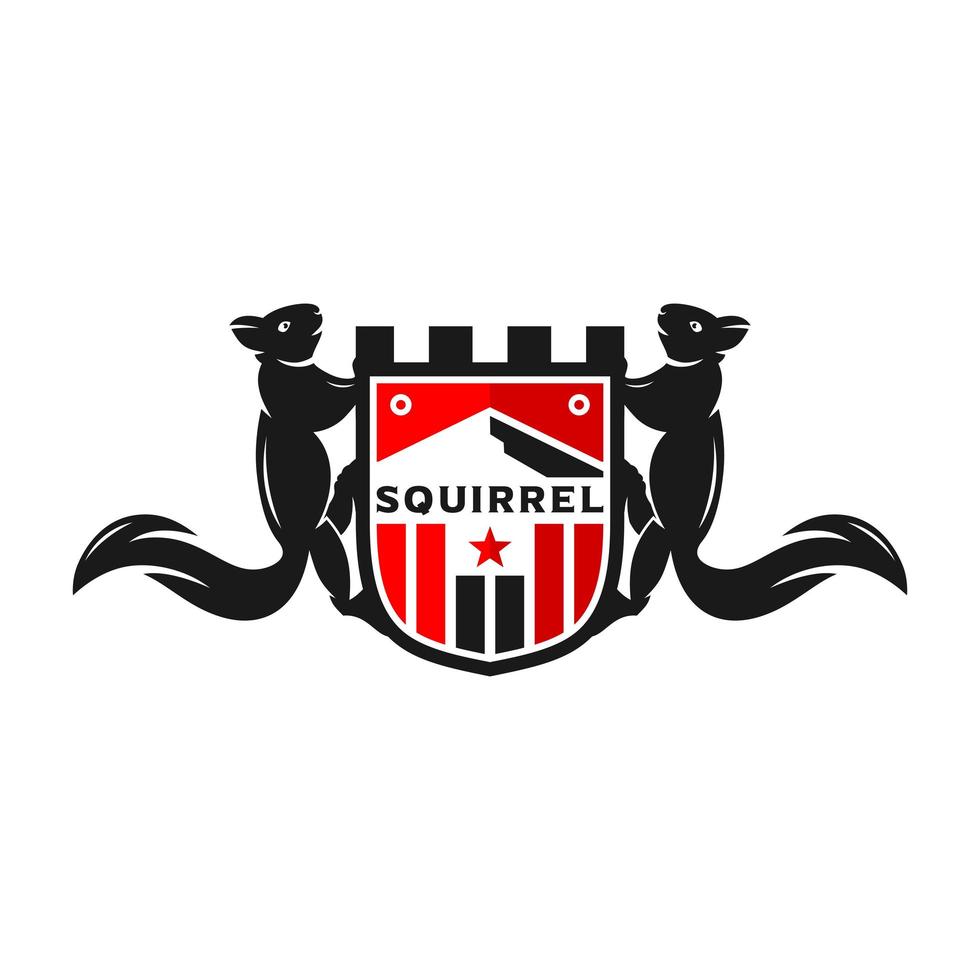 modello di progettazione del logo dello scudo di scoiattolo vettore