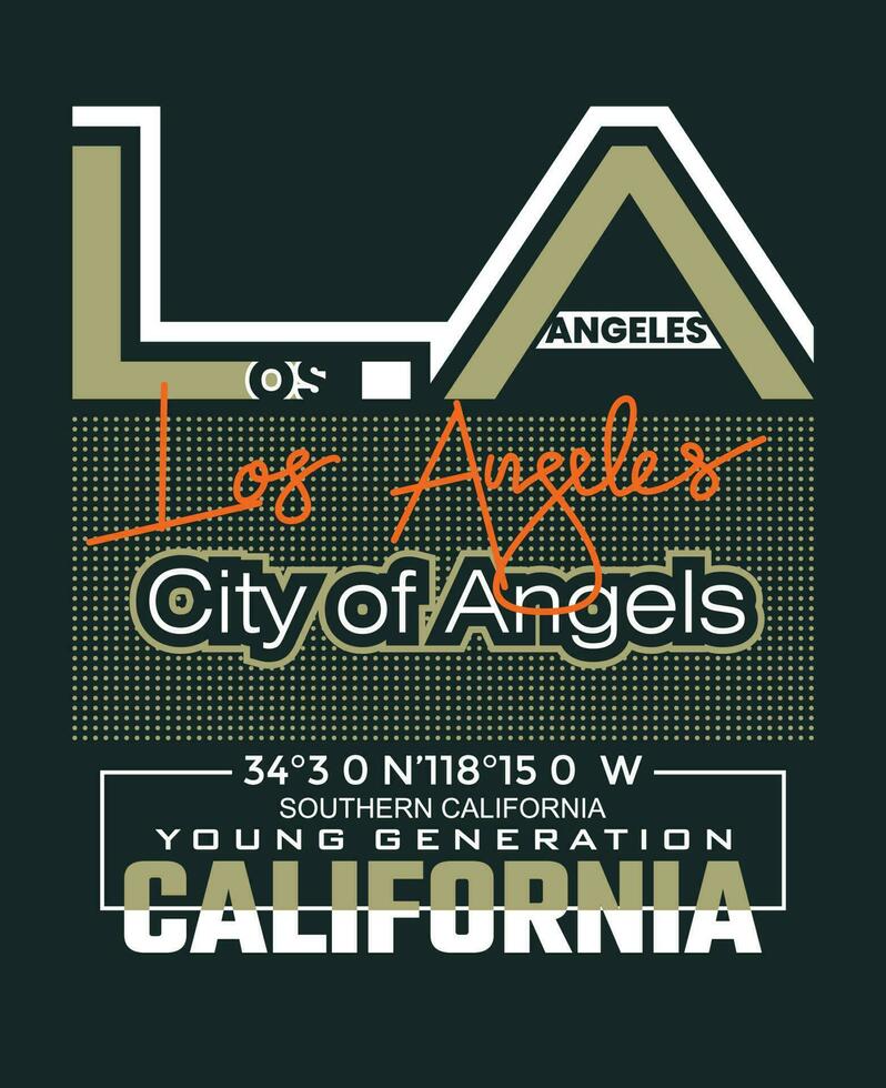 Los Angeles lettering mani tipografia graphic design in illustrazione vettoriale. vettore