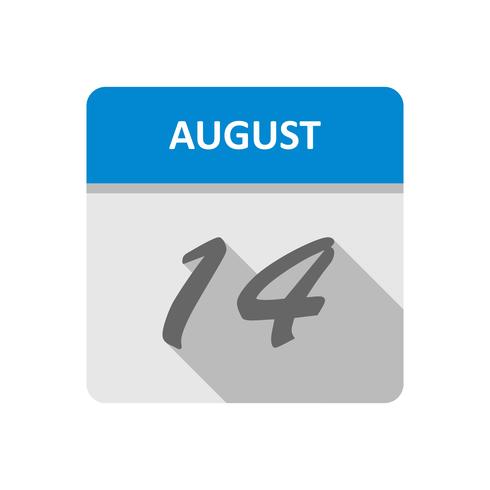 14 agosto Data su un calendario per un solo giorno vettore