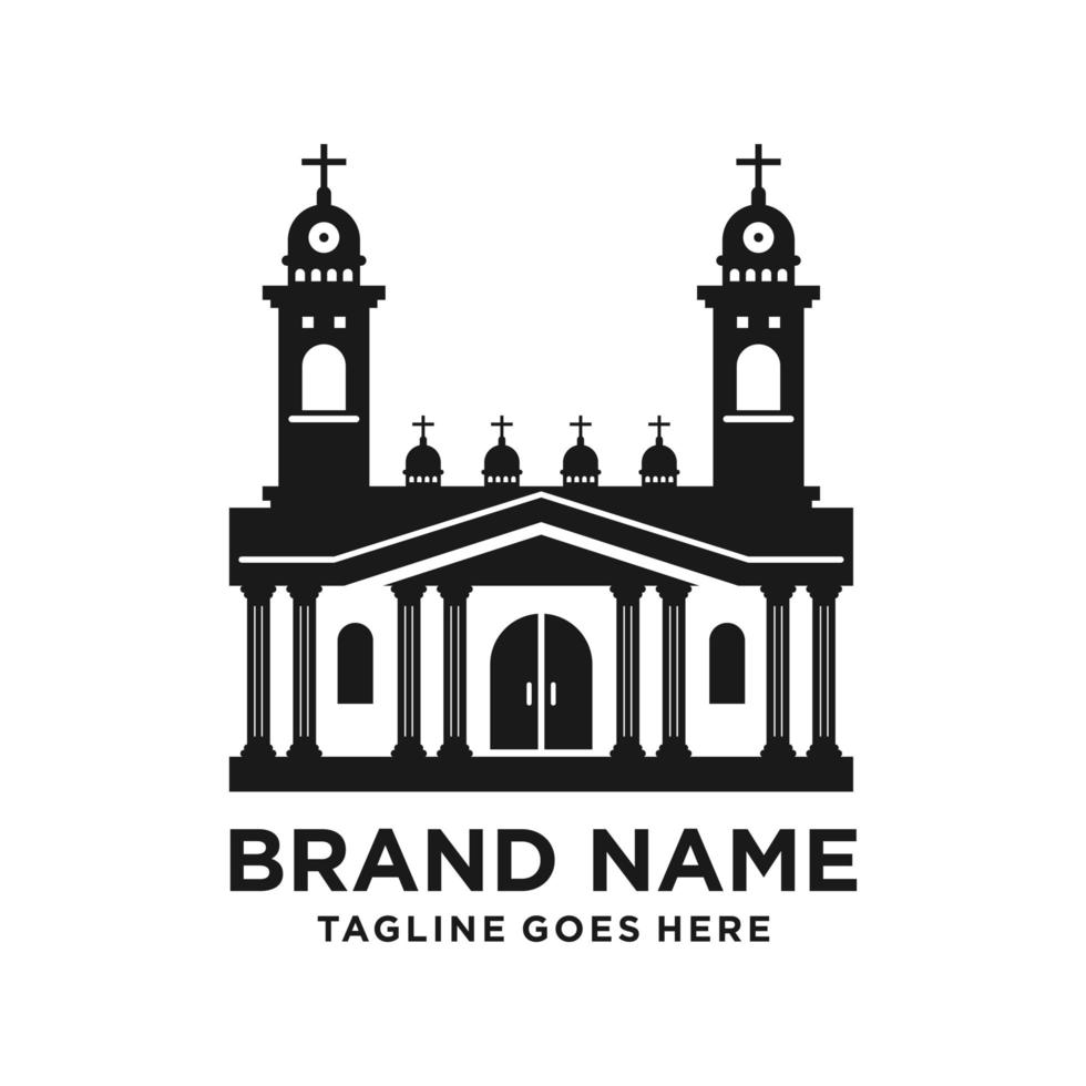 design del logo della silhouette dell'edificio della chiesa vettore