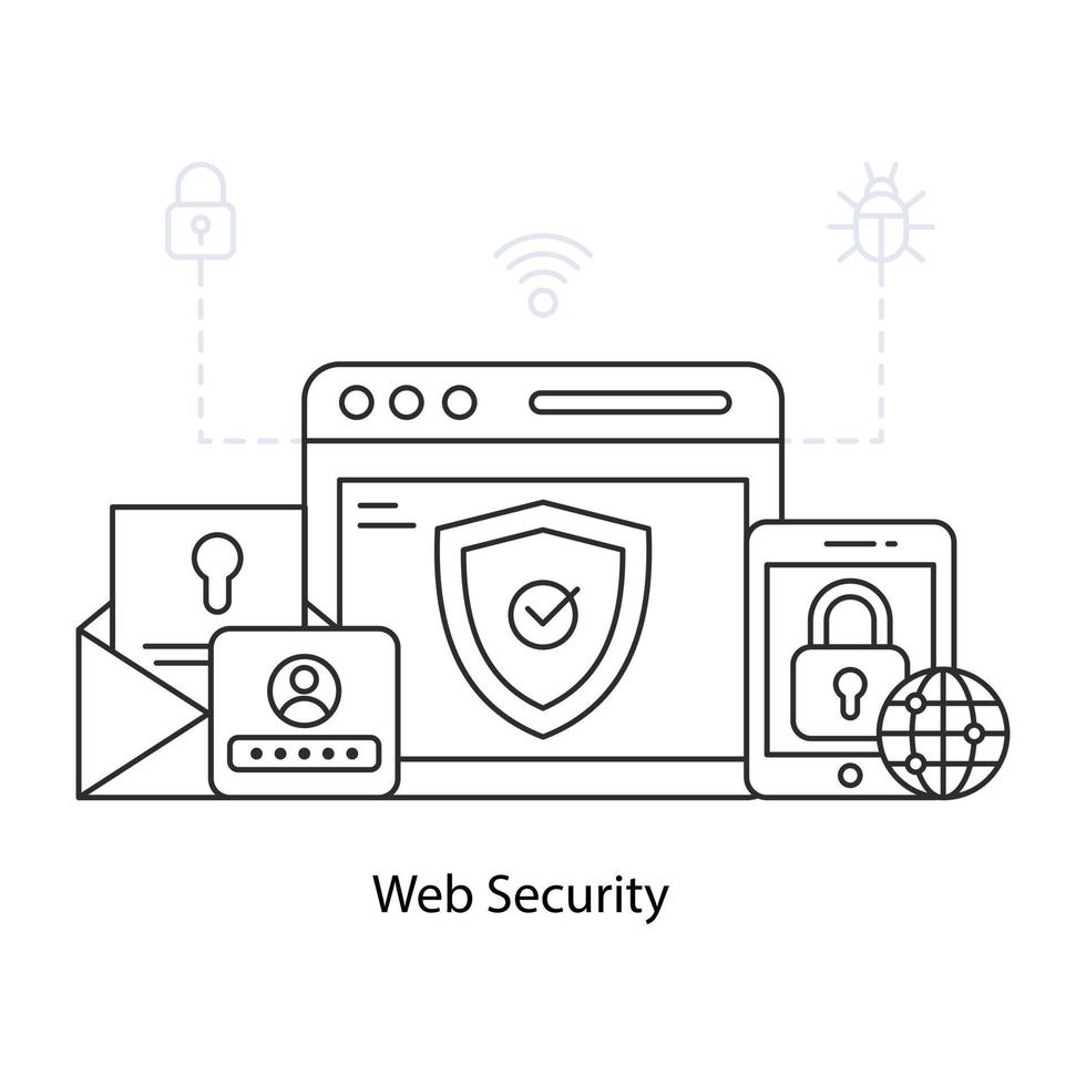 un design vettoriale alla moda della sicurezza web