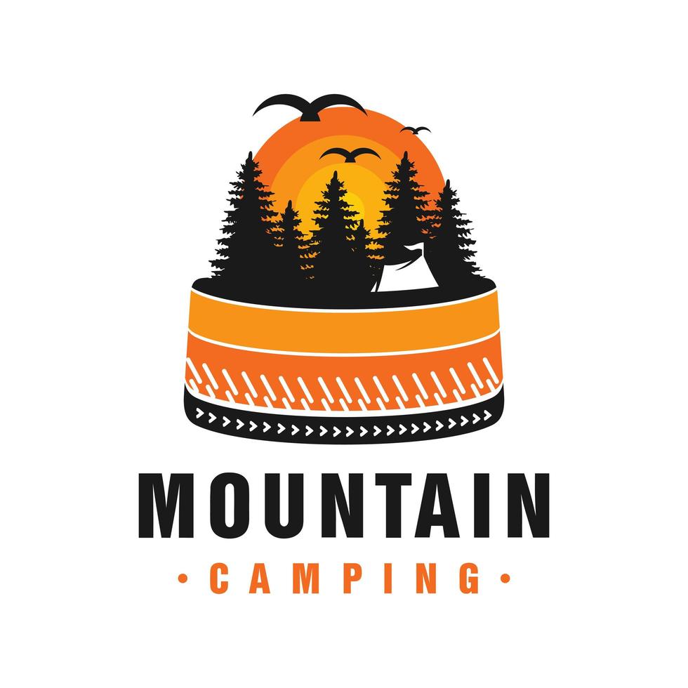 logo design camp in montagna vettore