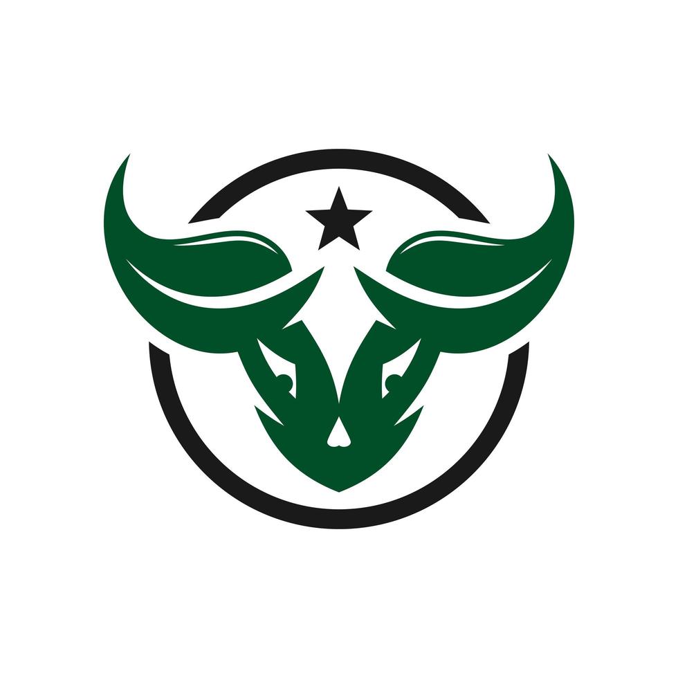 design del logo naturale testa di bufalo vettore