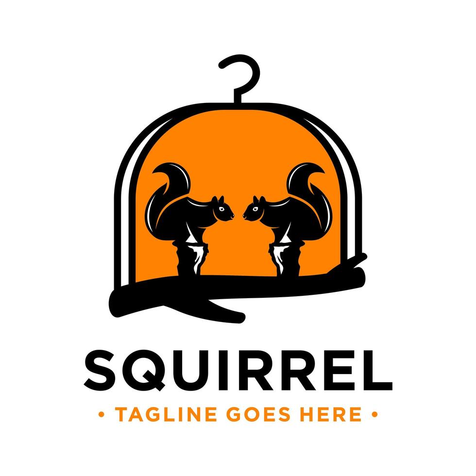 modello di progettazione del logo della casa del cestino dello scoiattolo vettore