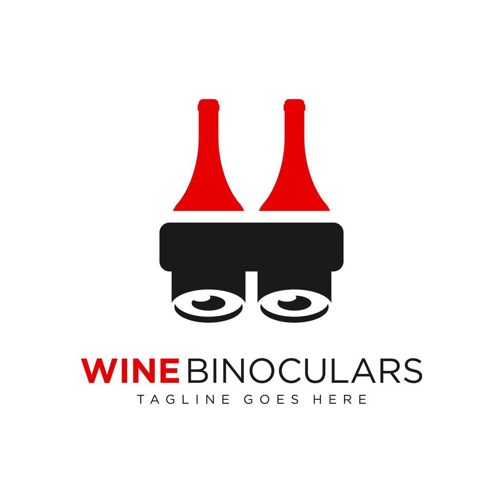 vettore logo binoculare bottiglia di vino