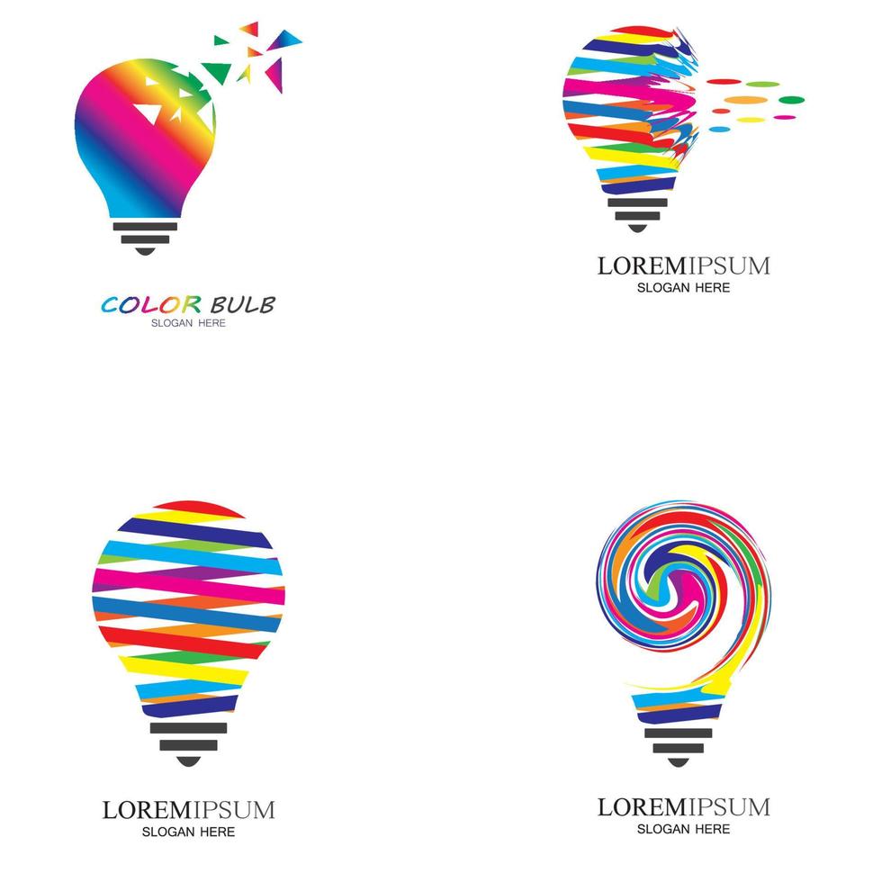 lampadina colorata logo design concept creativo icona simbolo tecnologia logo lampadina logo design vettore