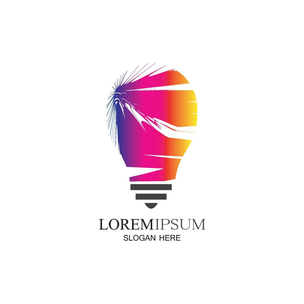 lampadina colorata logo design concept creativo icona simbolo tecnologia logo lampadina logo design vettore