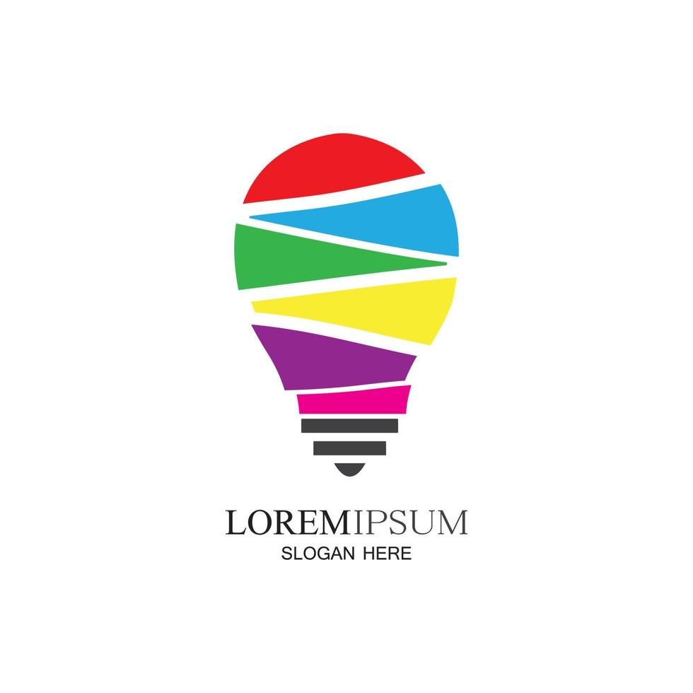 lampadina colorata logo design concept creativo icona simbolo tecnologia logo lampadina logo design vettore