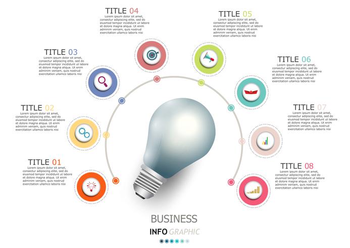 Icone di progettazione e marketing di vettore di infografica