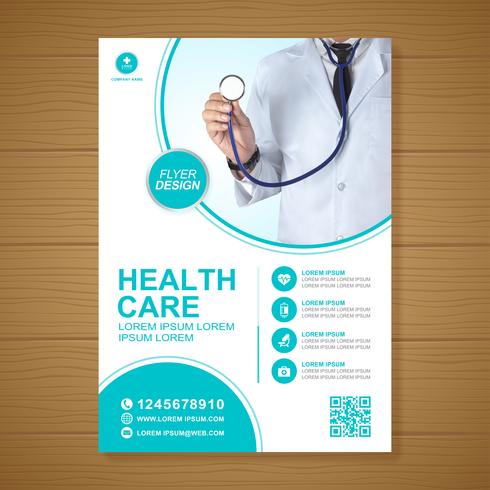 Copertura sanitaria a4 modello di progettazione e icone piatte per un rapporto e brochure design medico, volantino, decorazione volantini per la stampa e presentazione illustrazione vettoriale