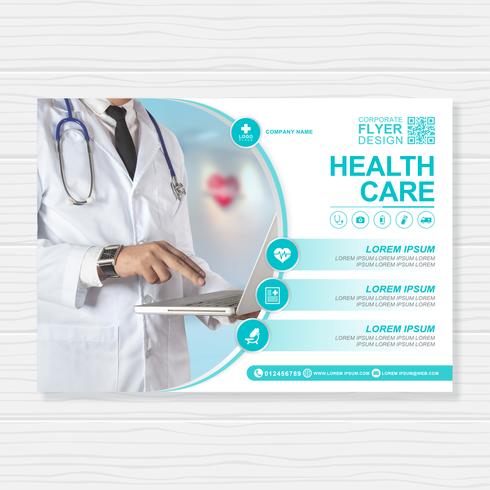 Copertura sanitaria a4 modello di progettazione e icone piatte per un rapporto e brochure design medico, volantino, decorazione volantini per la stampa e presentazione illustrazione vettoriale