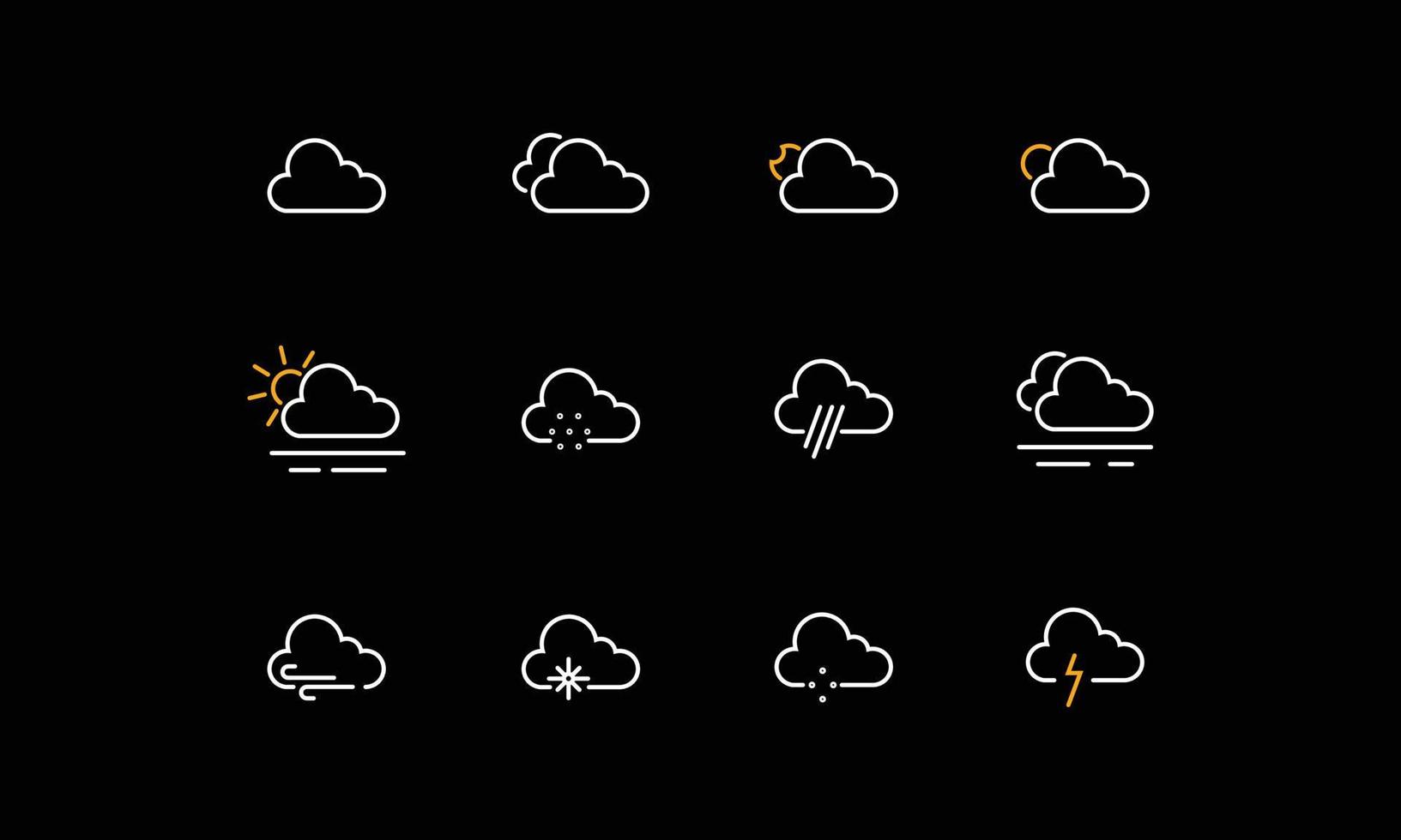 icone nuvolose per le previsioni del tempo vettore