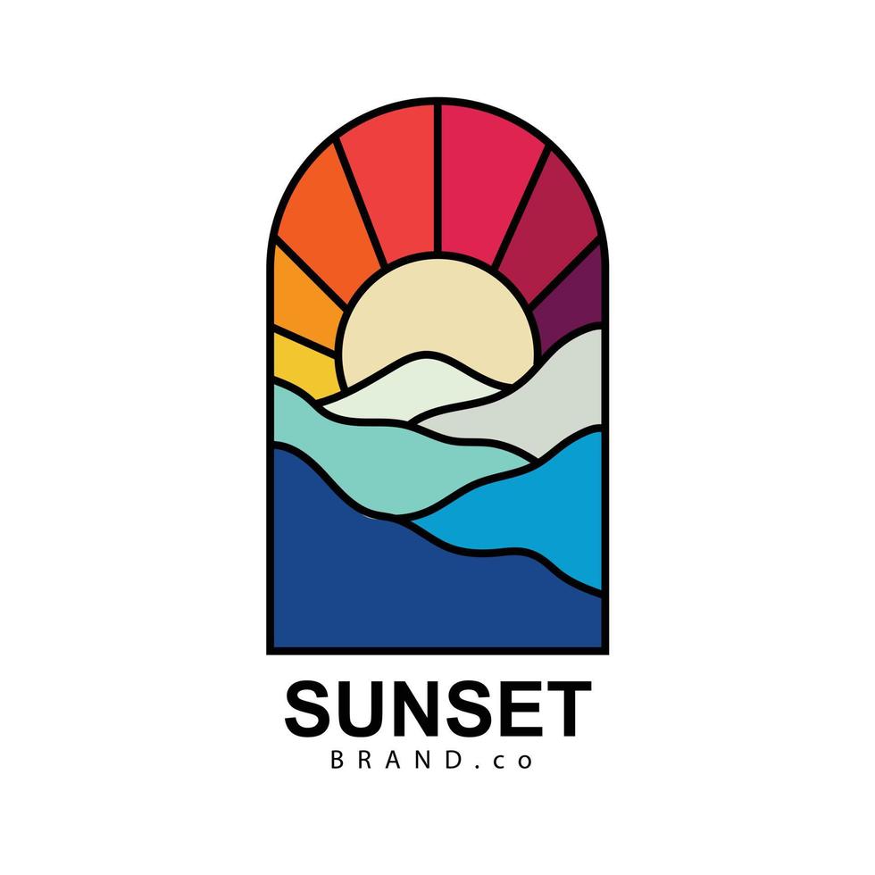 badge colorato del logotipo a tema tramonto vettore