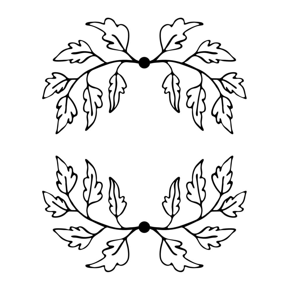 ghirlanda di linea sottile disegnata a mano con foglie e rami. vettore