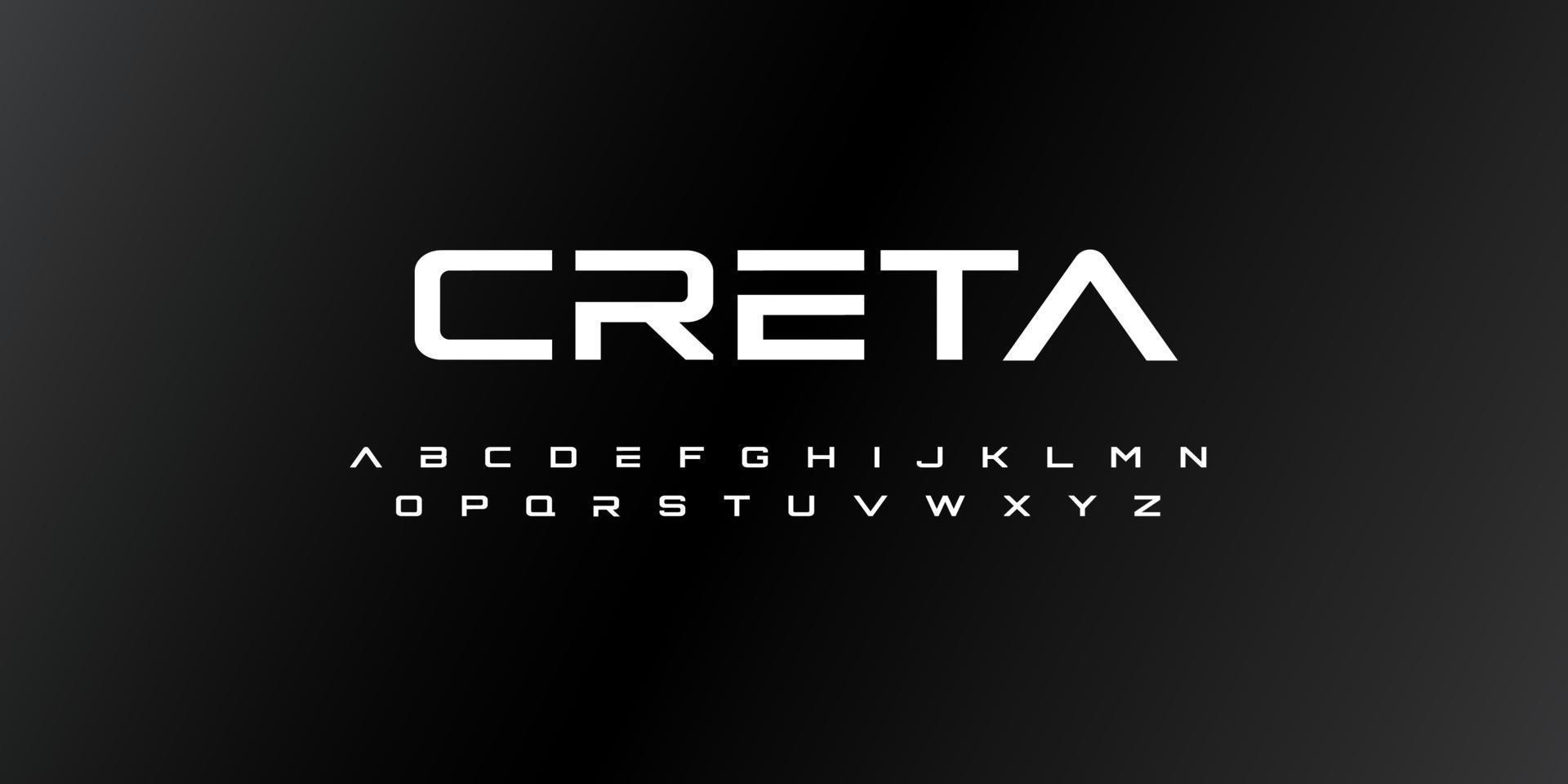 creta, carattere astratto dello spazio tecnologico e alfabeto. design di font techno e fashion. concetto di film di fantascienza digitale tipografia. illustrazione vettoriale