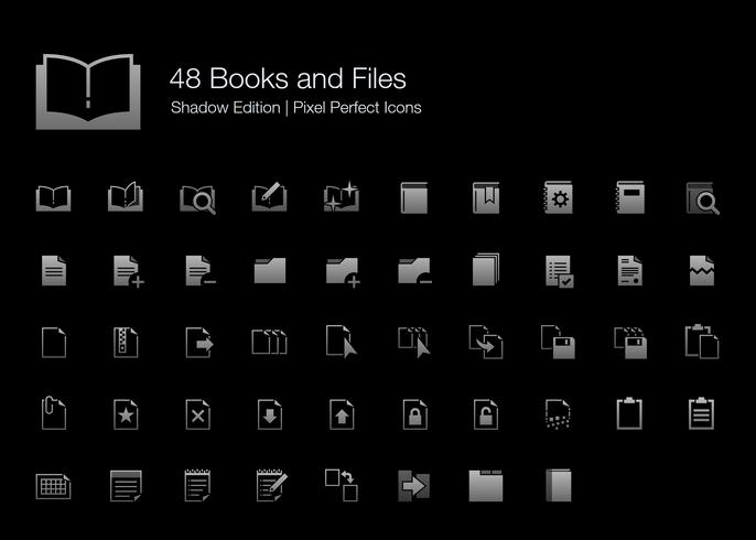 Libri e file Pixel Perfect Icons Shadow Edition. vettore