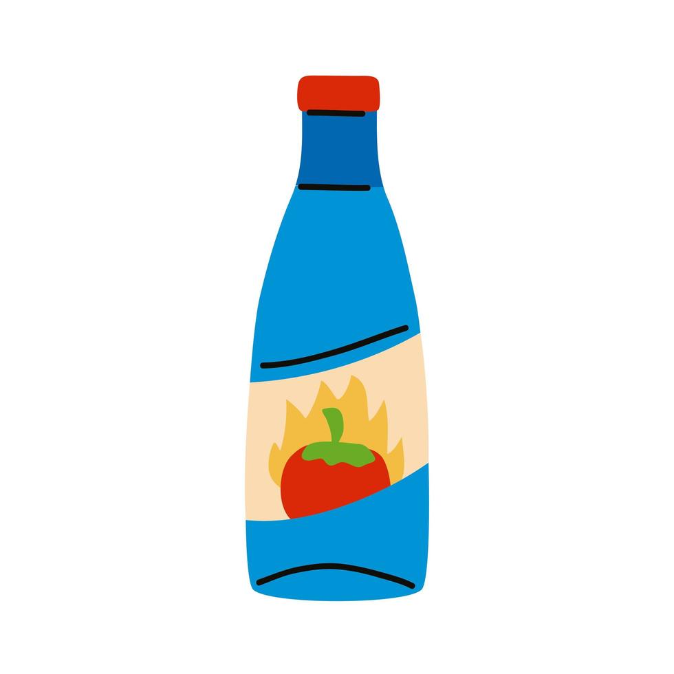 bottiglia di salsa di peperoncino blu vettore