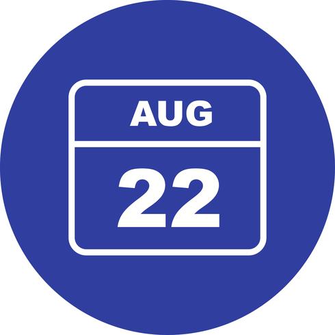 22 agosto Data in un giorno unico calendario vettore
