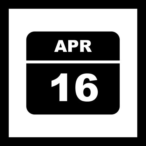 16 aprile Data su un calendario per un solo giorno vettore
