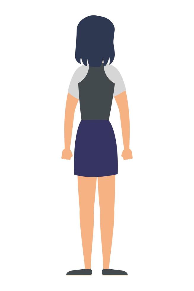 icona personaggio avatar schiena giovane donna vettore