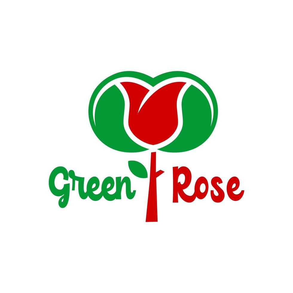 disegni del logo di rose e foglie vettore