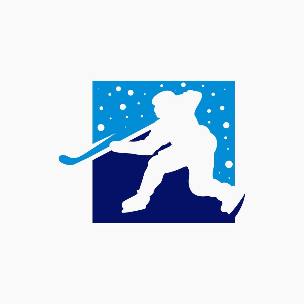 logo sportivo del gioco di hockey su ghiaccio vettore