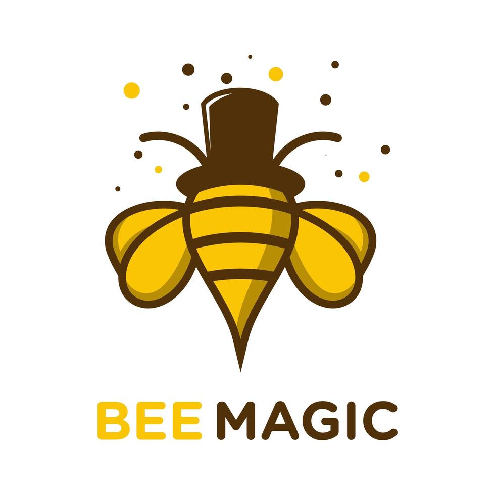 logo magico del cappello dell'ape del miele vettore