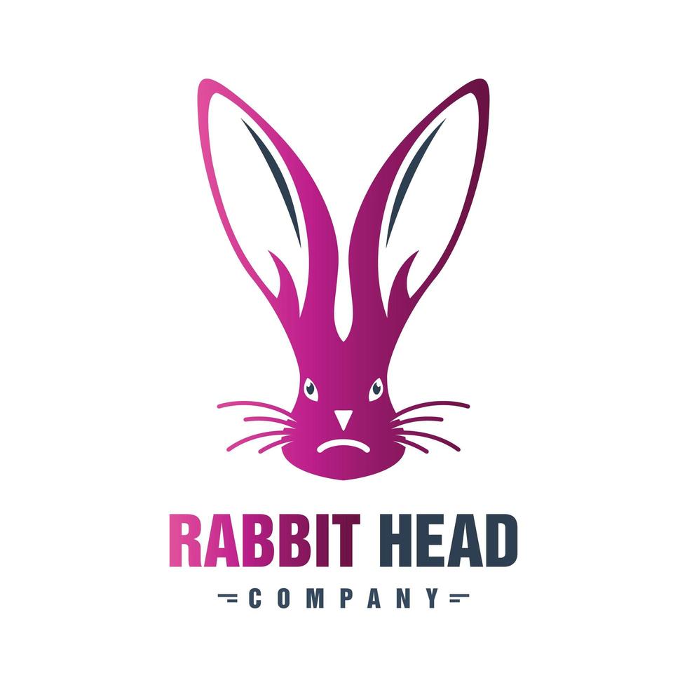 disegno del logo animale con testa di coniglio vettore