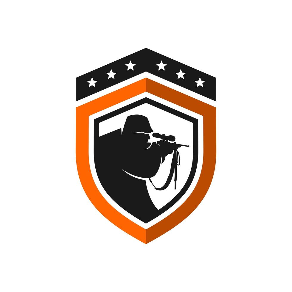 logo design per cacciatore di animali nella giungla vettore
