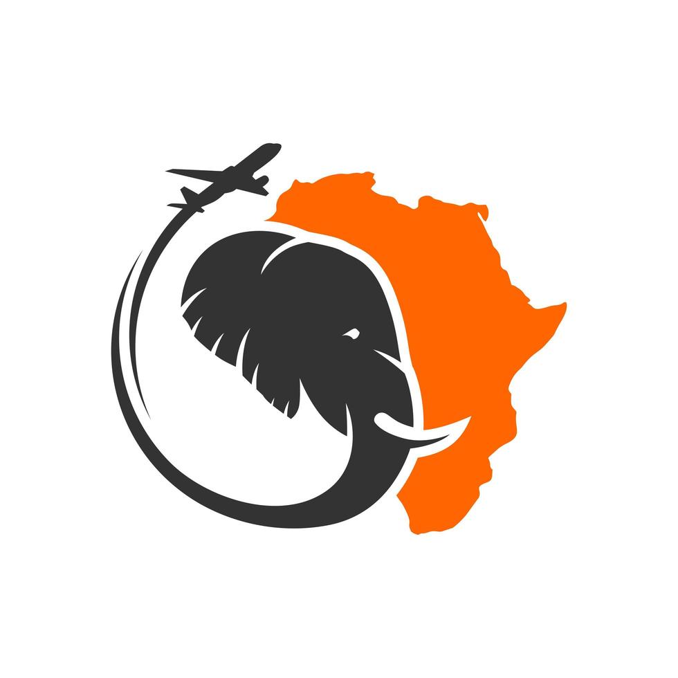 logo di viaggio elefante in africa vettore