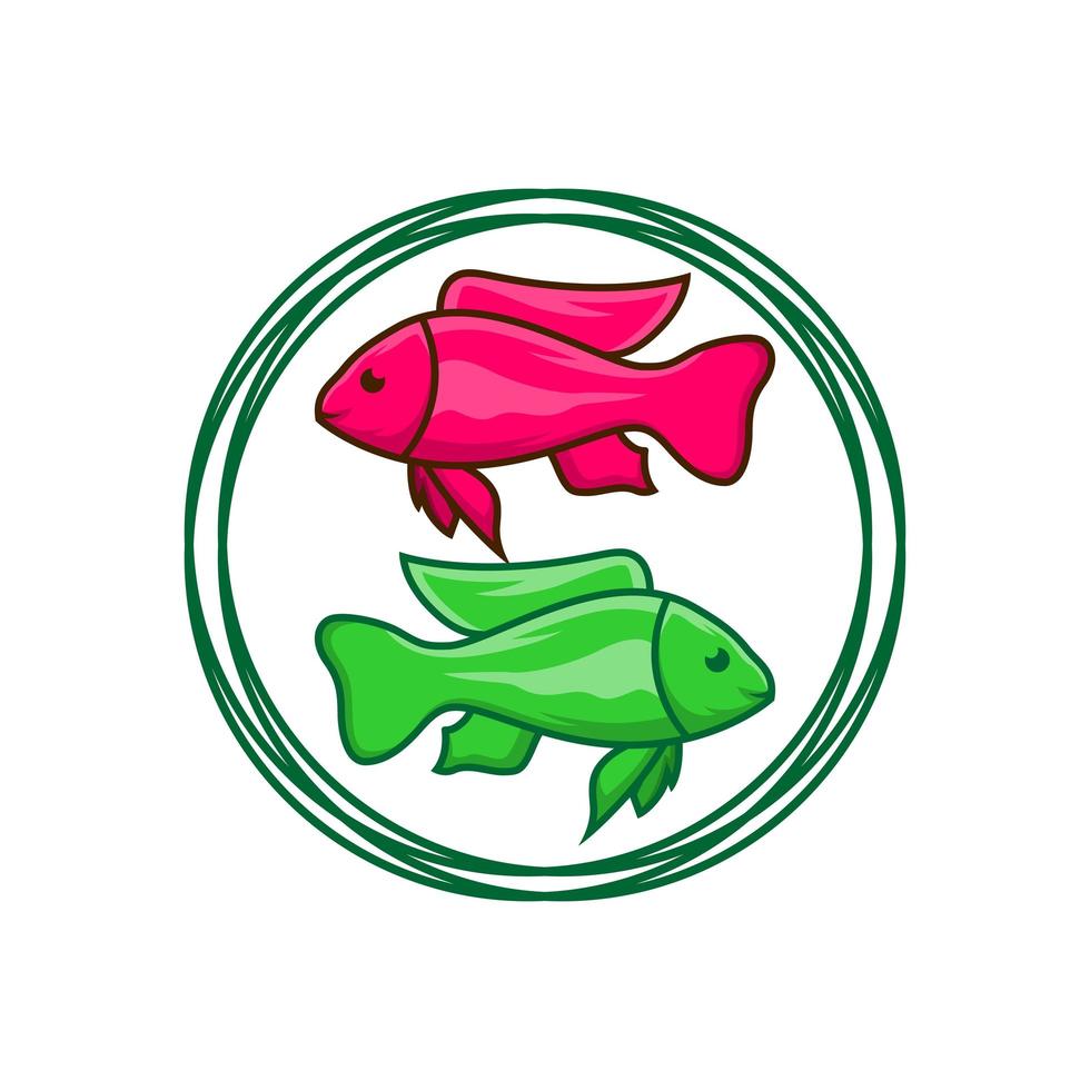 disegno del logo del pesce in un cerchio vettore