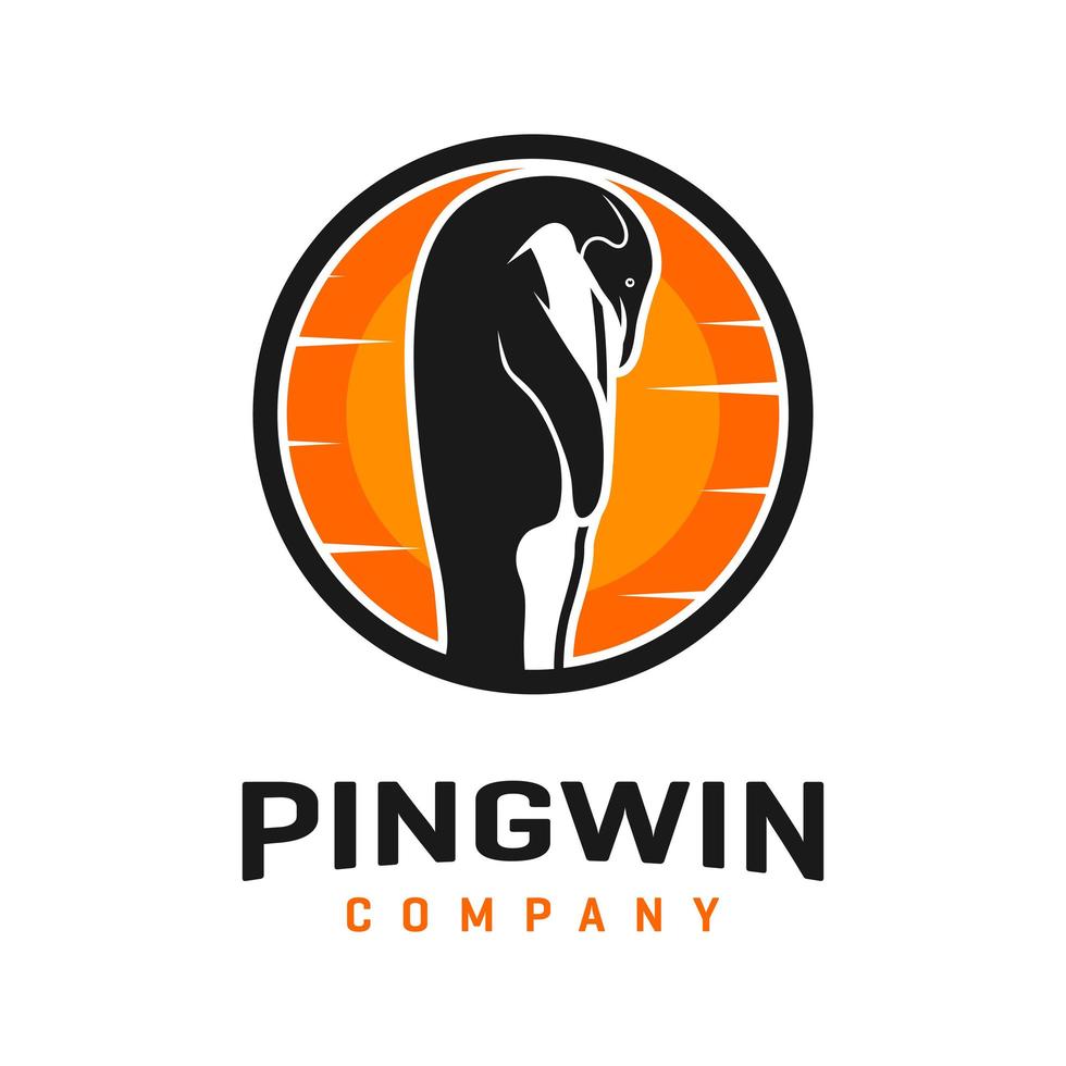 disegno del logo del pinguino e del sole vettore