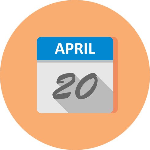 20 aprile Data su un calendario per un solo giorno vettore