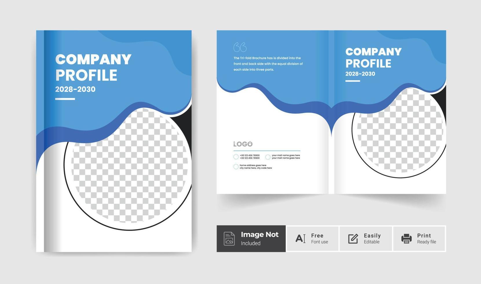 brochure aziendale design modello di copertina colorato creativo moderno bi-fold brochure presentazione aziendale tema astratto uso multiuso vettore
