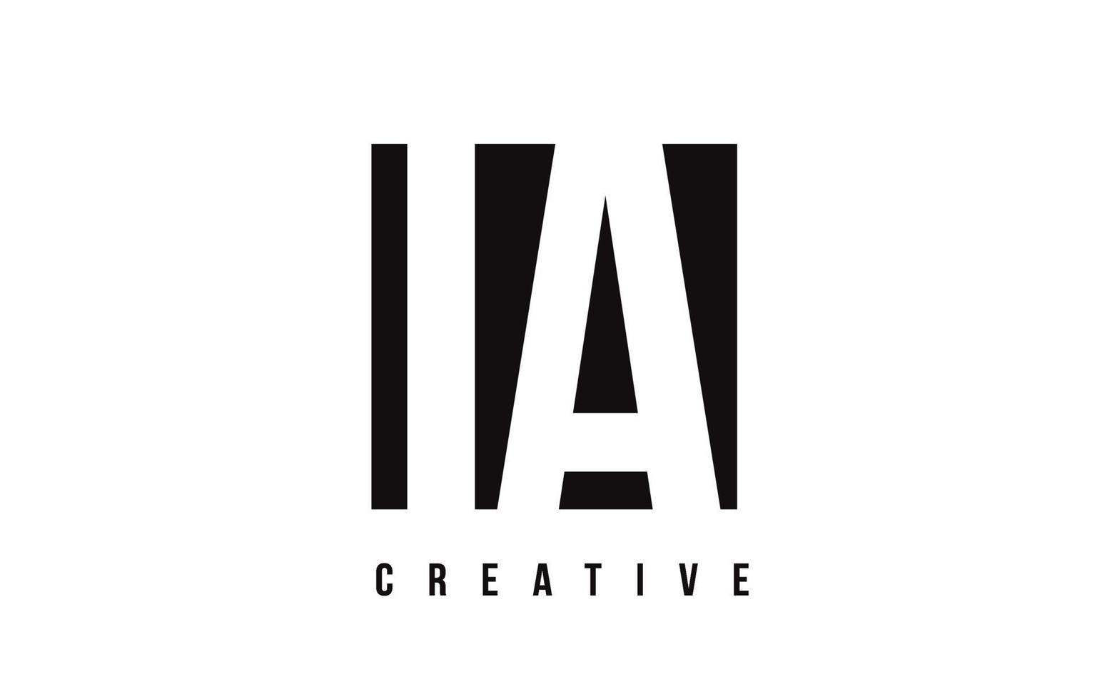 ia ia logo design lettera bianca con quadrato nero. vettore