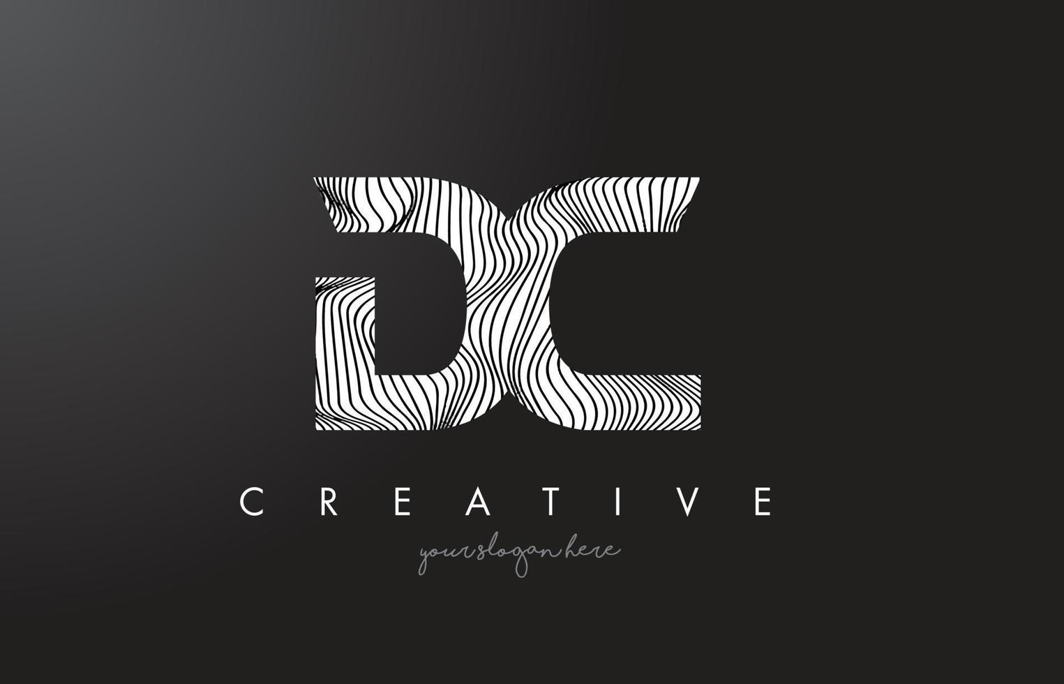 dc dc letter logo con zebra linee texture design vector. vettore